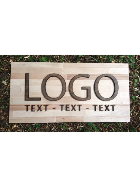 Ihr Logo euf einer hellen Holzplatte 80 x 40 cm