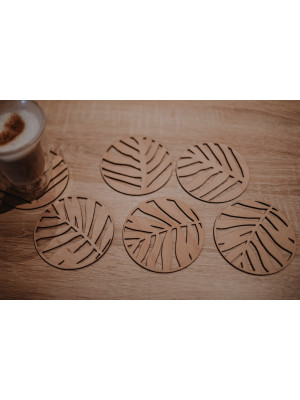 Wooden coasters with custom text or design (6 pcs)